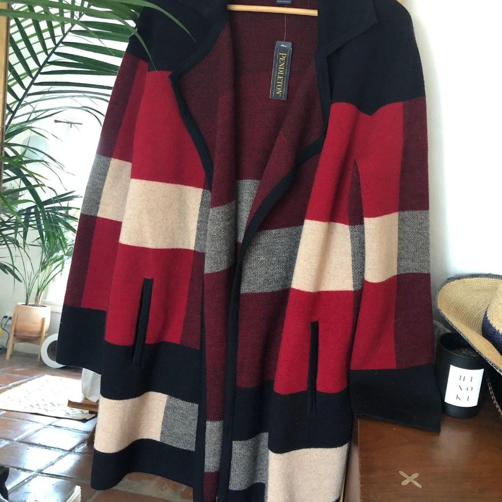 Pendleton Plaid Merino Wool Sweater / Cardigan